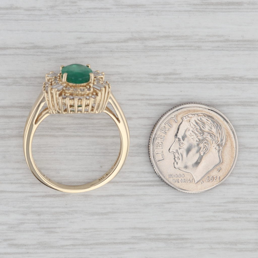 Gray 1.41ctw Oval Emerald Diamond Halo Ring 14k Yellow Gold Size 7 Engagement