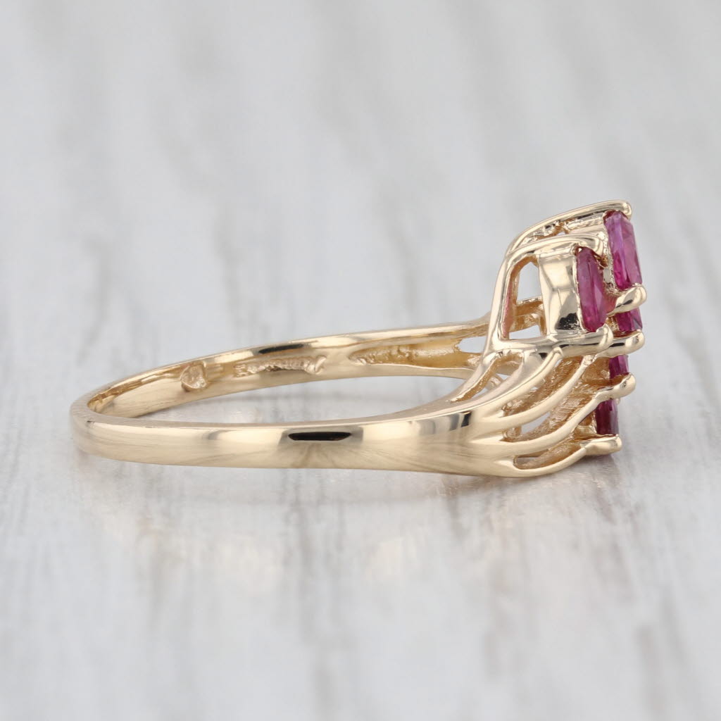 0.52ctw Ruby Cluster Diamond Ring 14k Yellow Gold Size 6 Bypass