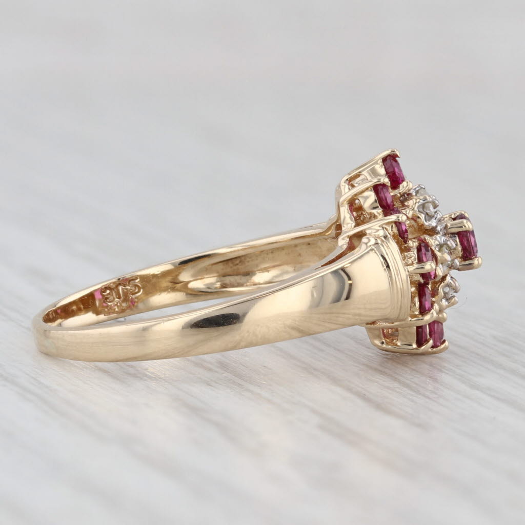 Light Gray 0.60ctw Ruby Diamond Halo Ring 14k Yellow Gold Size 7.5