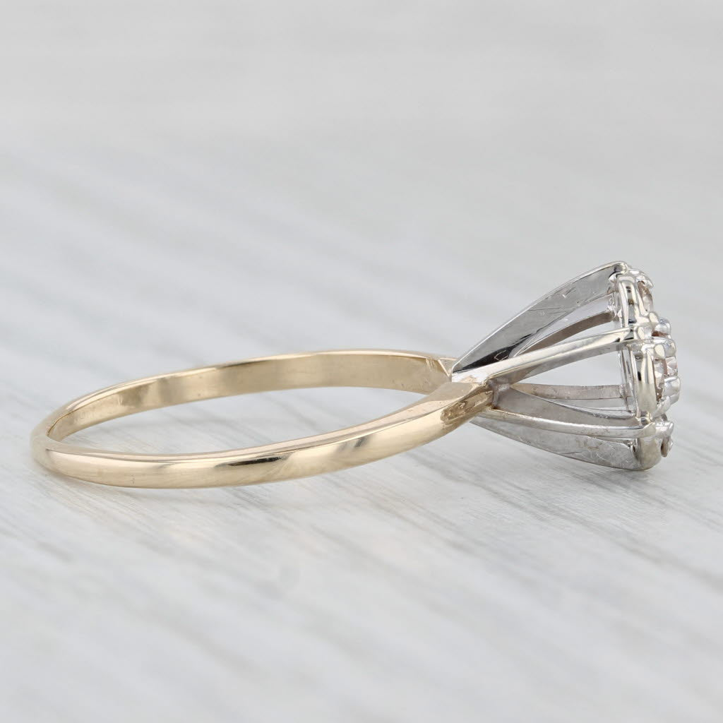 Light Gray 0.45ctw Diamond Cluster Engagement Ring 10k White Yellow Gold Size 8 Vintage