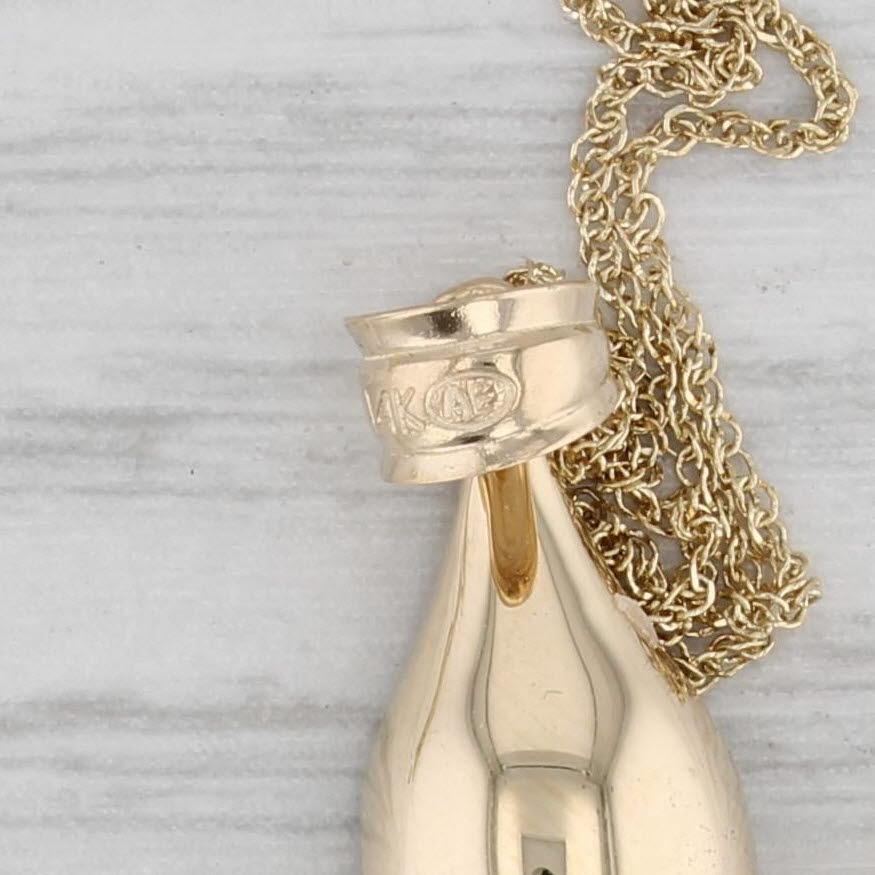 Gray Fleur Di Lis Pendant Necklace 14k Yellow Gold 18" Rope Chain