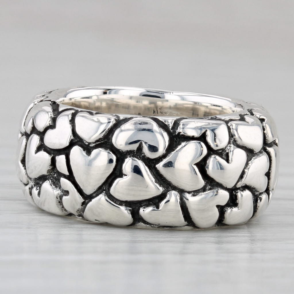 Gray Pandora Lotsa Love Sterling Silver Ring Size 5.25 Band Statement Retired