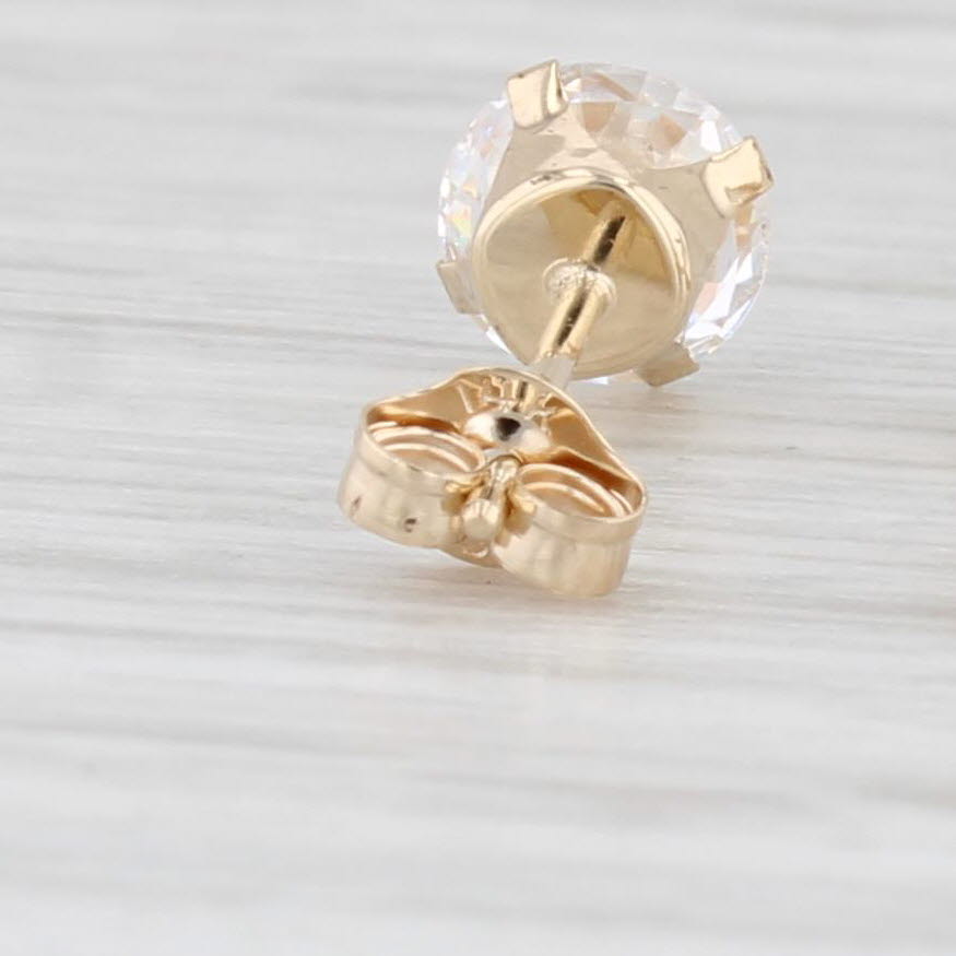 Light Gray 0.92ctw Cubic Zirconia Stud Earrings 14k Yellow Gold Round Solitaire Studs
