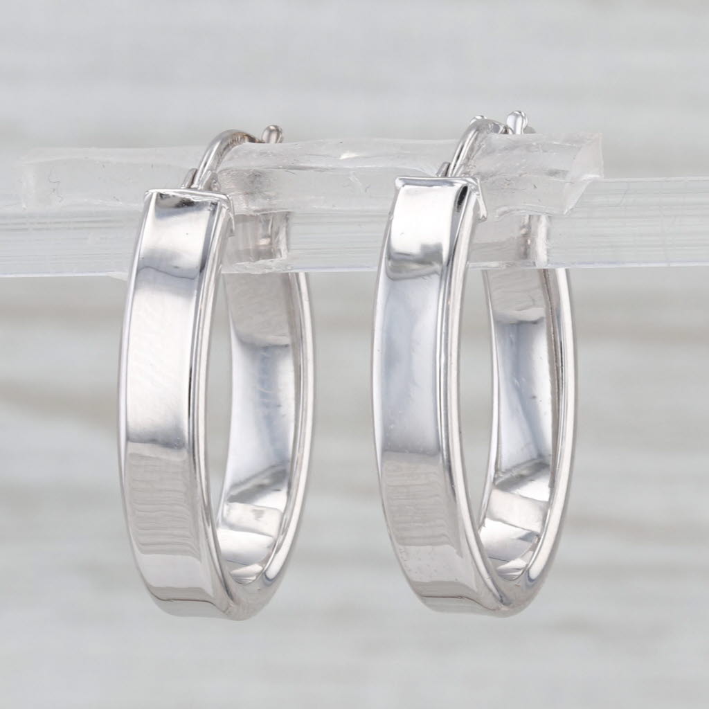 Oval Hoop Earrings 14k White Gold Snap Top Posts Hoops