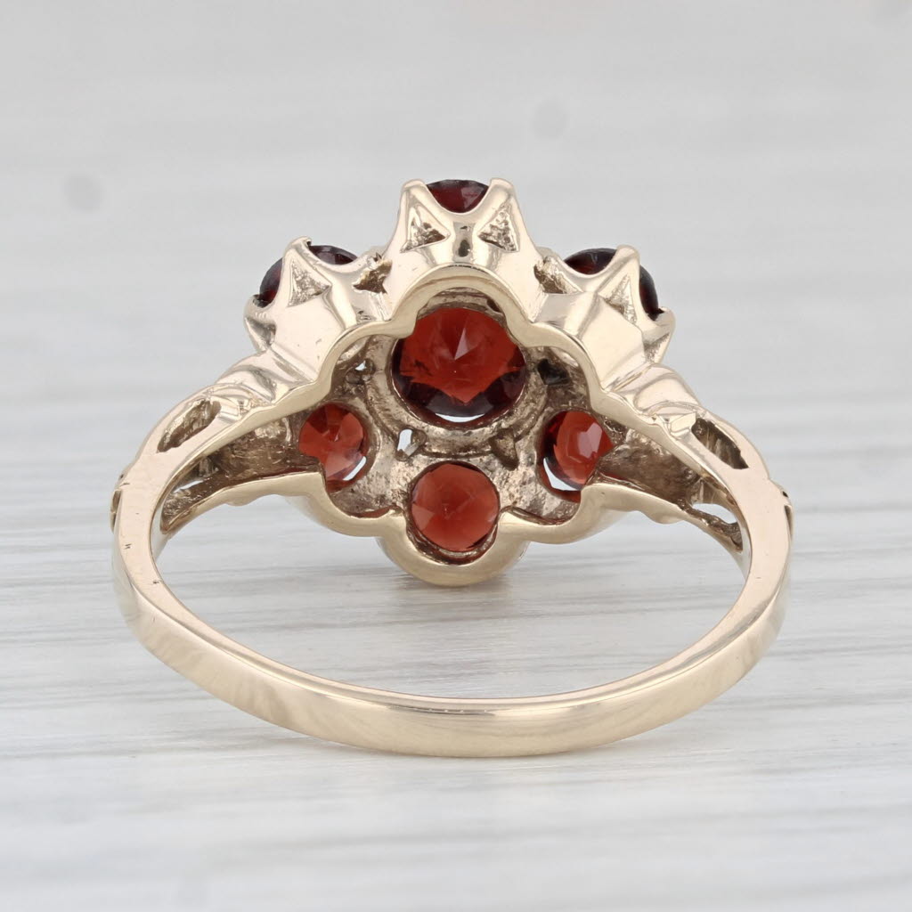 Light Gray 0.78ctw Garnet Flower Cluster Ring 10k Yellow Gold Size 7
