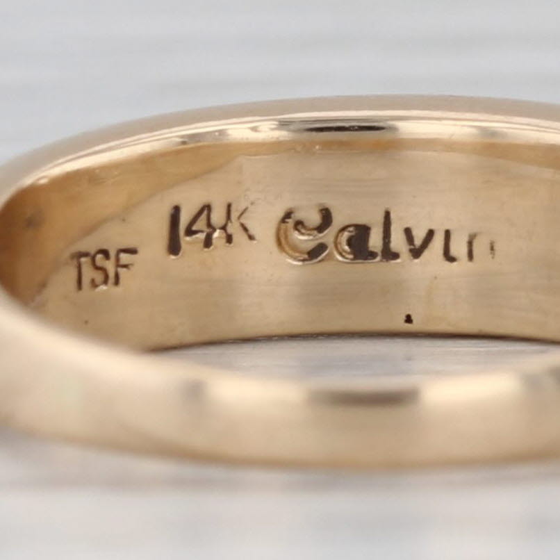 Calvin Begay Turquoise Mosaic Ring 14k Yellow Gold Size 6.5 Stackable Band