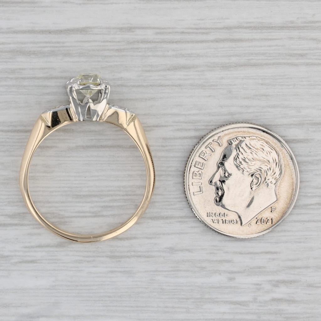 Gray Vintage 0.64ctw Old European Diamond Engagement Ring 14k Gold Size 7.5 Box