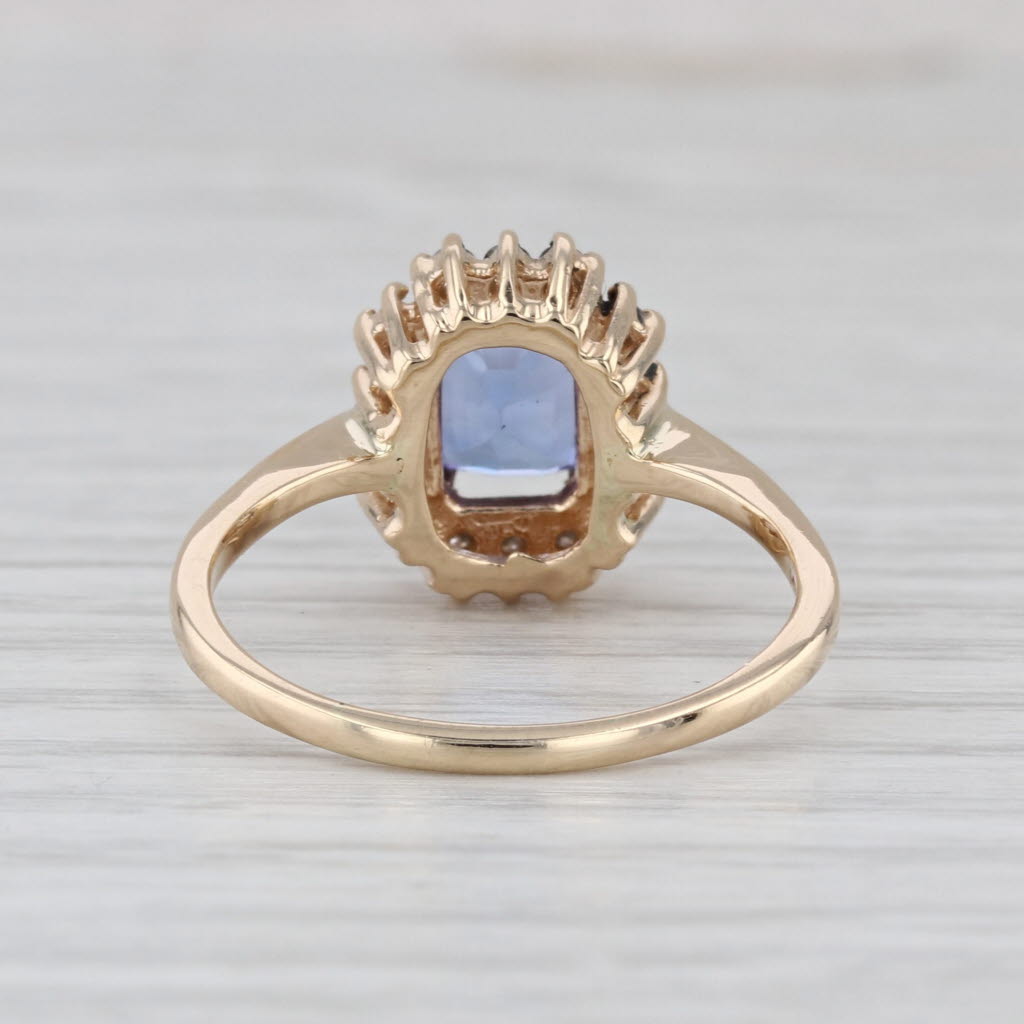 1.49ctw Tanzanite Diamond Halo Ring 14k Yellow Gold Size 8.5 Engagement