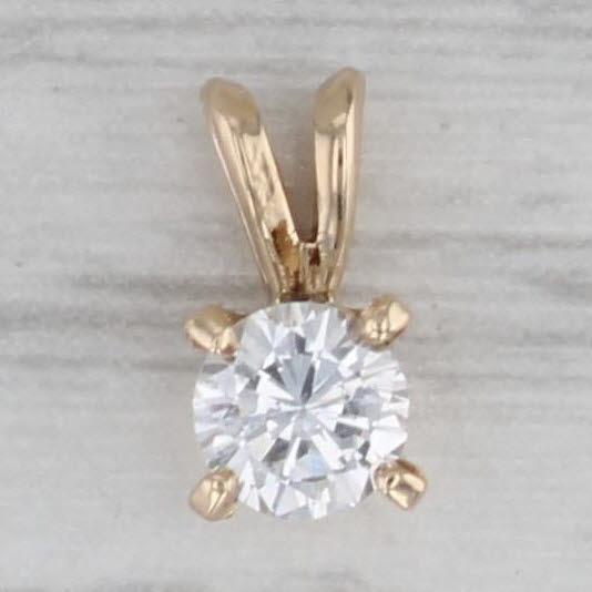 Gray 0.22ct Round Diamond Solitaire Pendant 14k Yellow Gold Small Drop