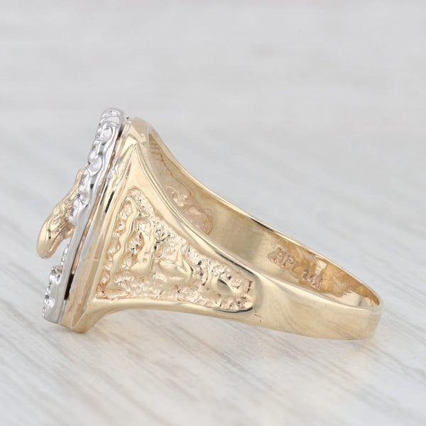 0.20ctw Diamond Horseshoe Horse Ring 14k Gold Size 11.5 Western Lab Created Ruby