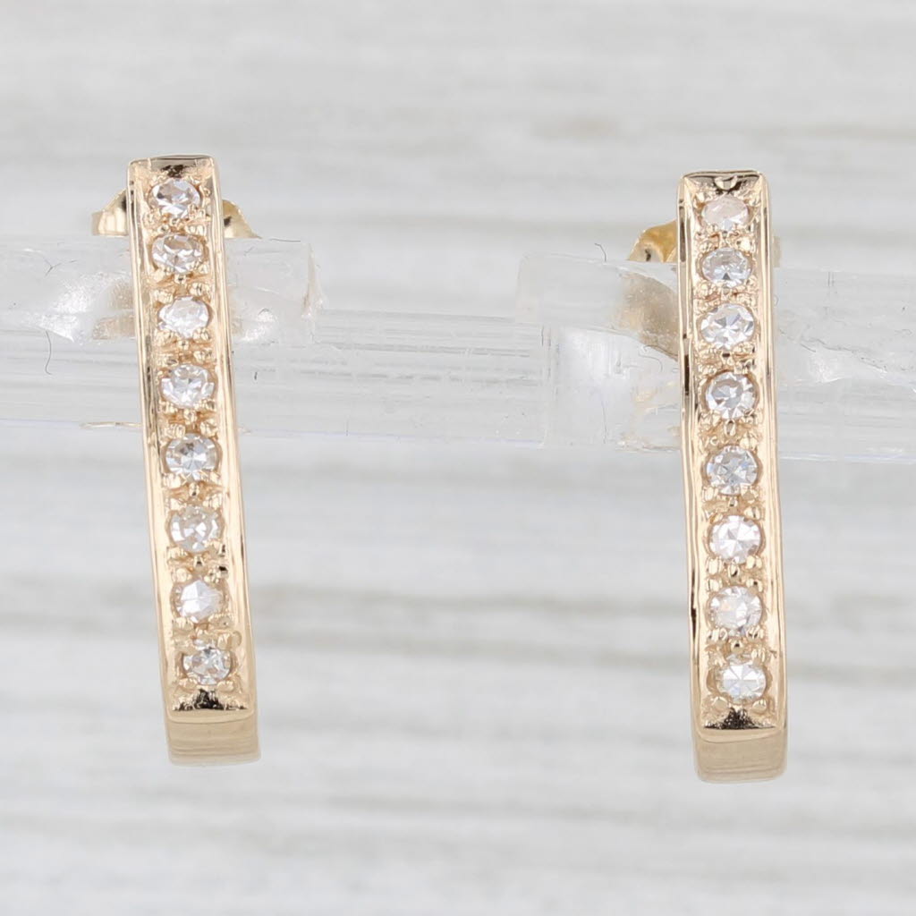 Light Gray 0.24ctw Diamond J-Hook Earrings 14k Yellow Gold Pierced Drops