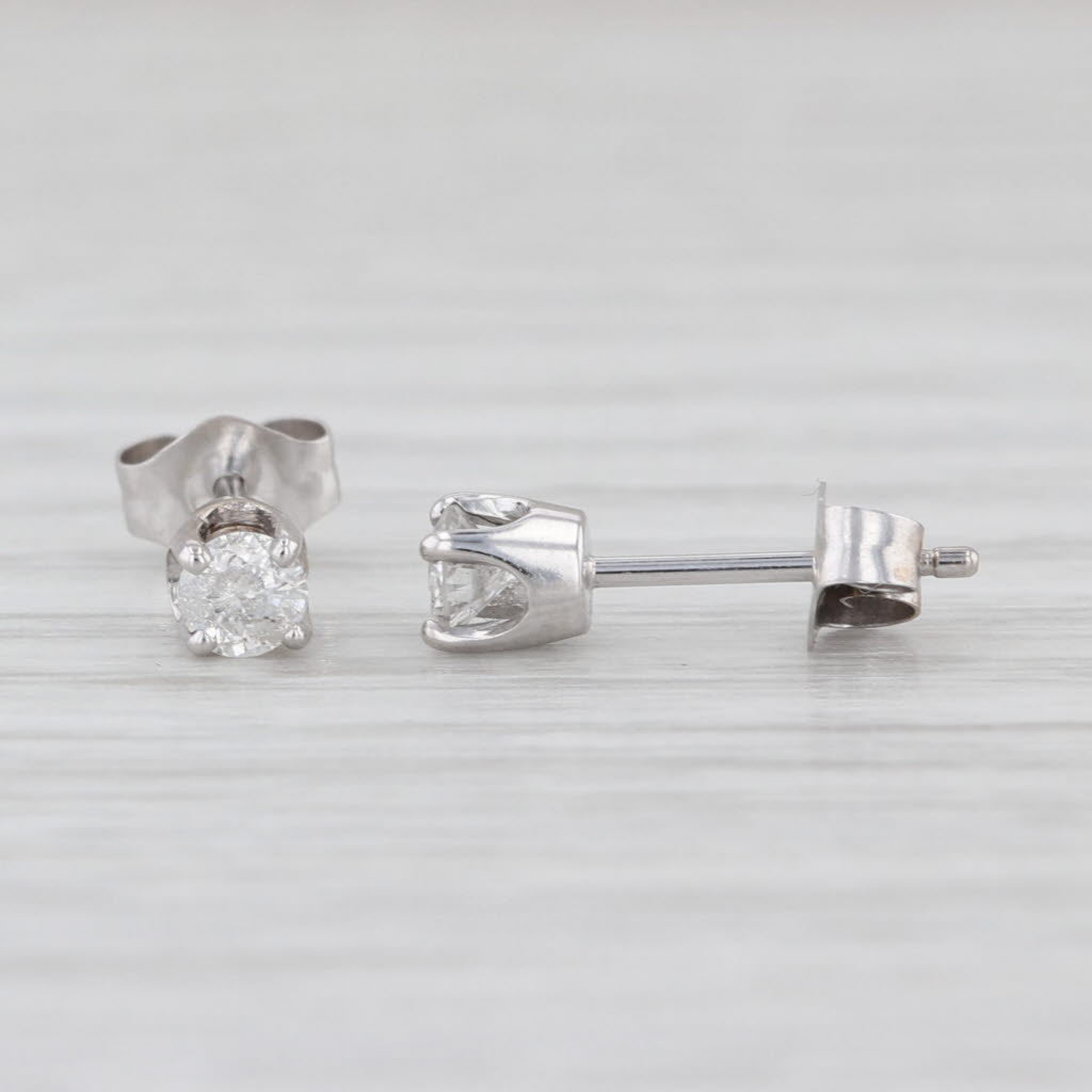 0.20ctw Diamond Stud Earrings 14k White Gold Round Brilliant Solitaire Studs