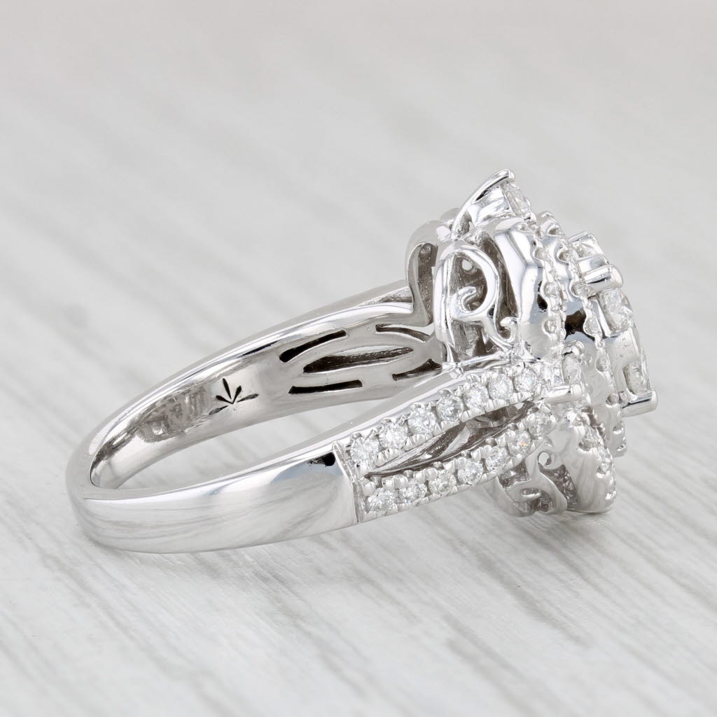 Light Gray 1.07ctw Round Diamond Halo Ring 14k White Gold Size 6.75 Cocktail Engagement
