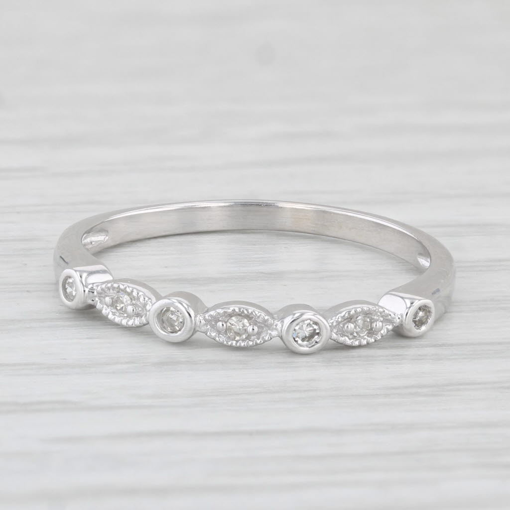 Light Gray Diamond Wedding Band 10k White Gold Stackable Ring Size 7
