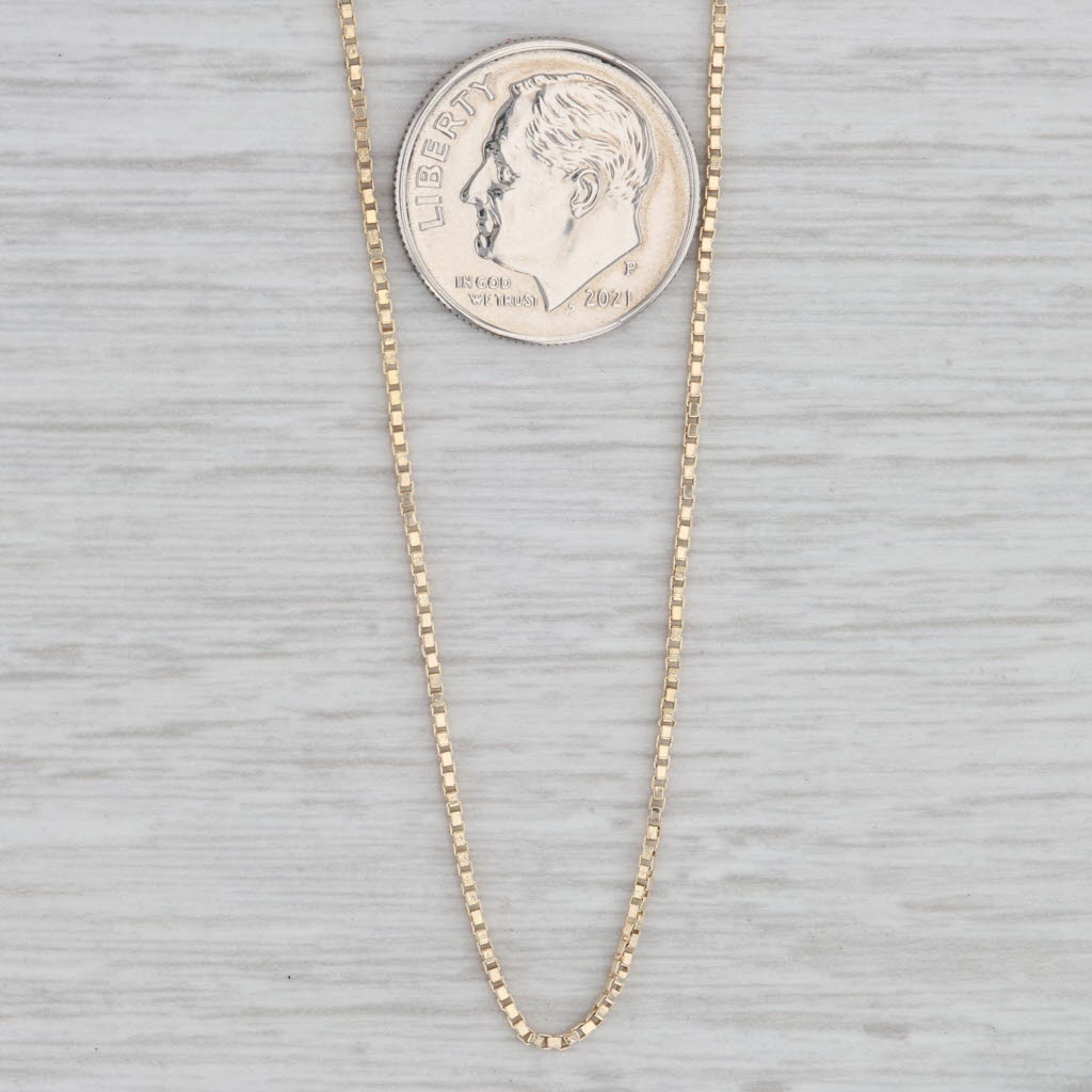 Gray 18.5" 1mm Box Chain Necklace 14k Yellow Gold Italian