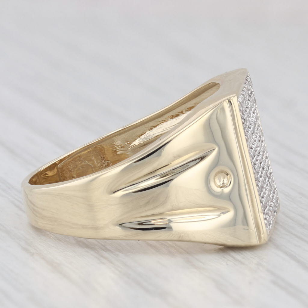 Light Gray 0.53ctw Pave Diamond Ring 10k Yellow Gold Size 10.5 Men's