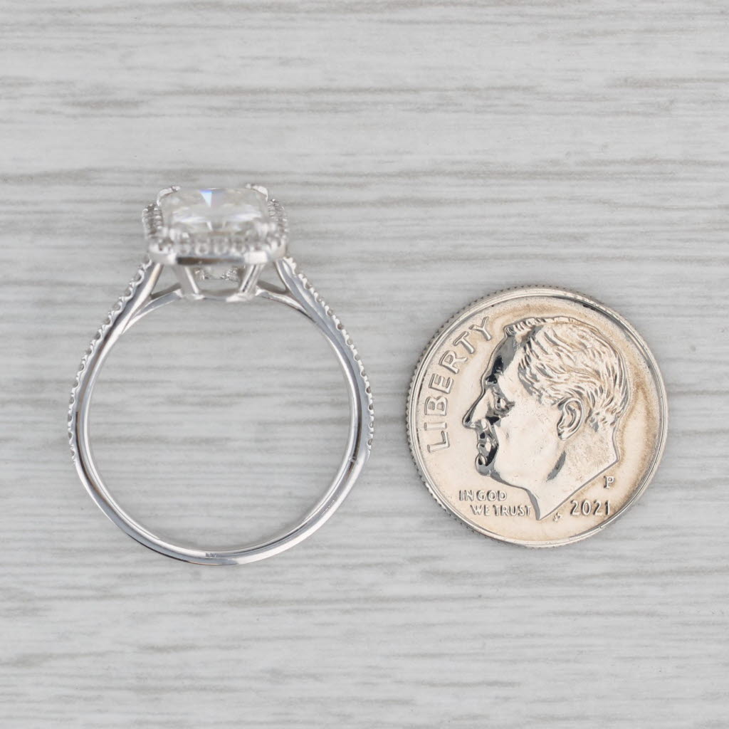 Gray Kobelli 3.39ctw Moissanite Halo Semi Mount Engagement Ring 14k White Gold Sz 7.5