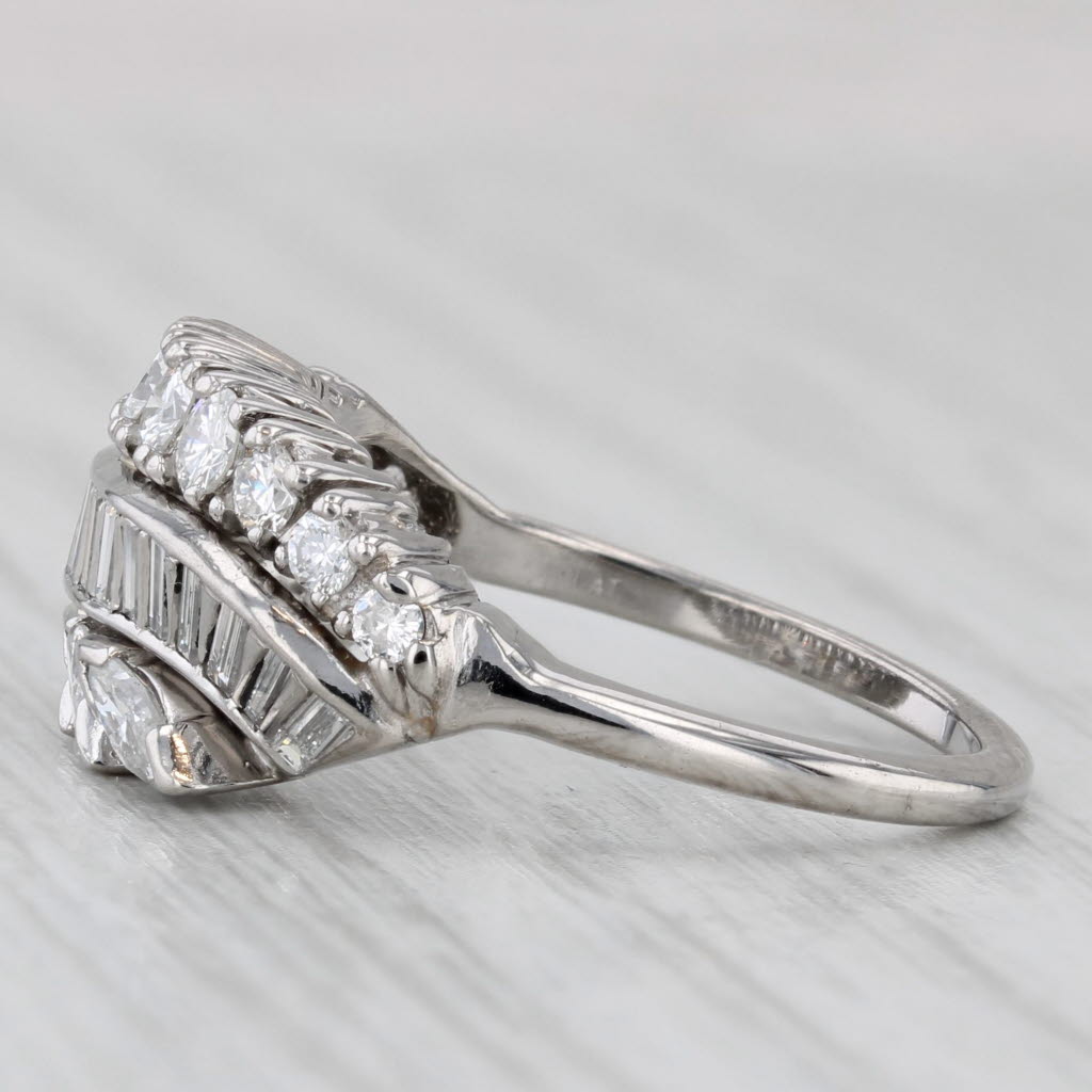 Light Gray Vintage 1.02ctw Diamond Ring Platinum Size 7 Bypass