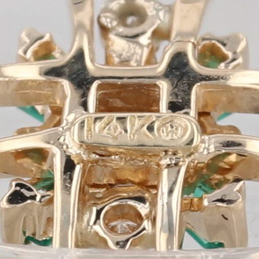 0.27ctw Emerald Diamond Cluster Open Cross Pendant 14k Yellow Gold