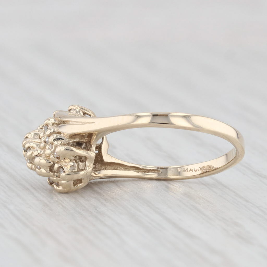 Light Gray 0.18ctw Diamond Cluster Bypass Ring 10k Yellow Gold Size 4.5