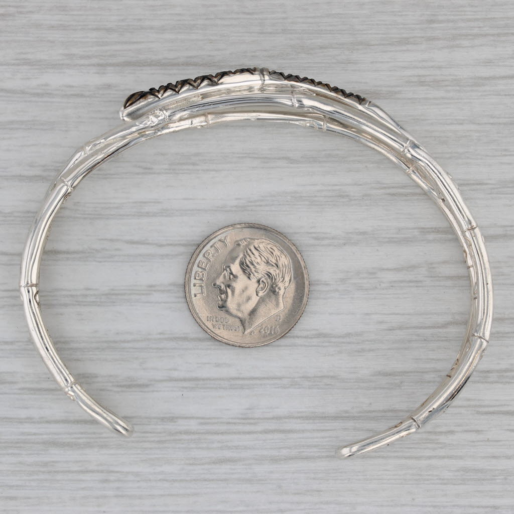Gray John Hardy Bamboo 0.80ctw Sapphire Cuff Bracelet Sterling Silver 7"