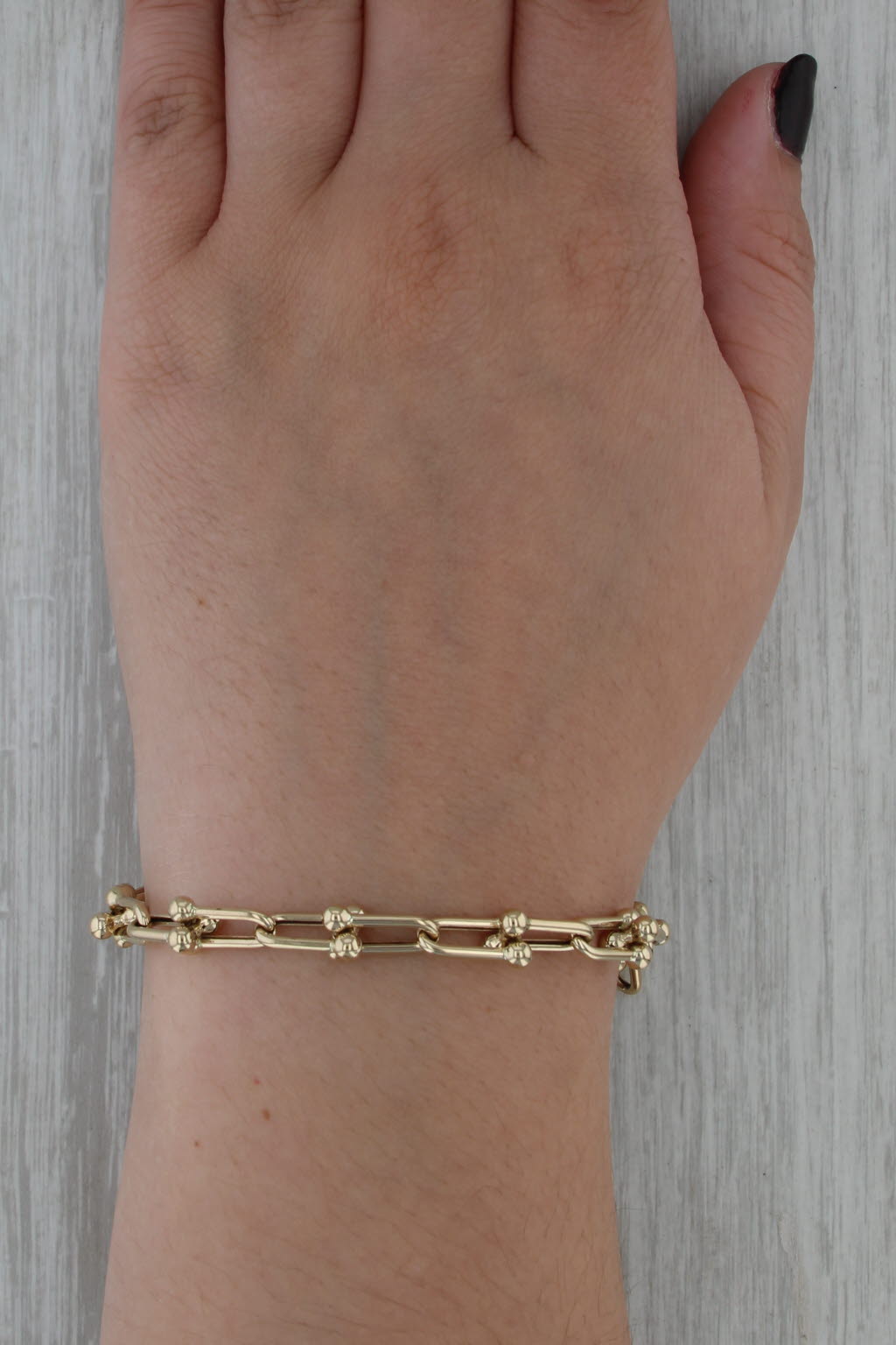U Link Fancy Cable Chain Bracelet 18k Yellow Gold 5.75" 7.5mm