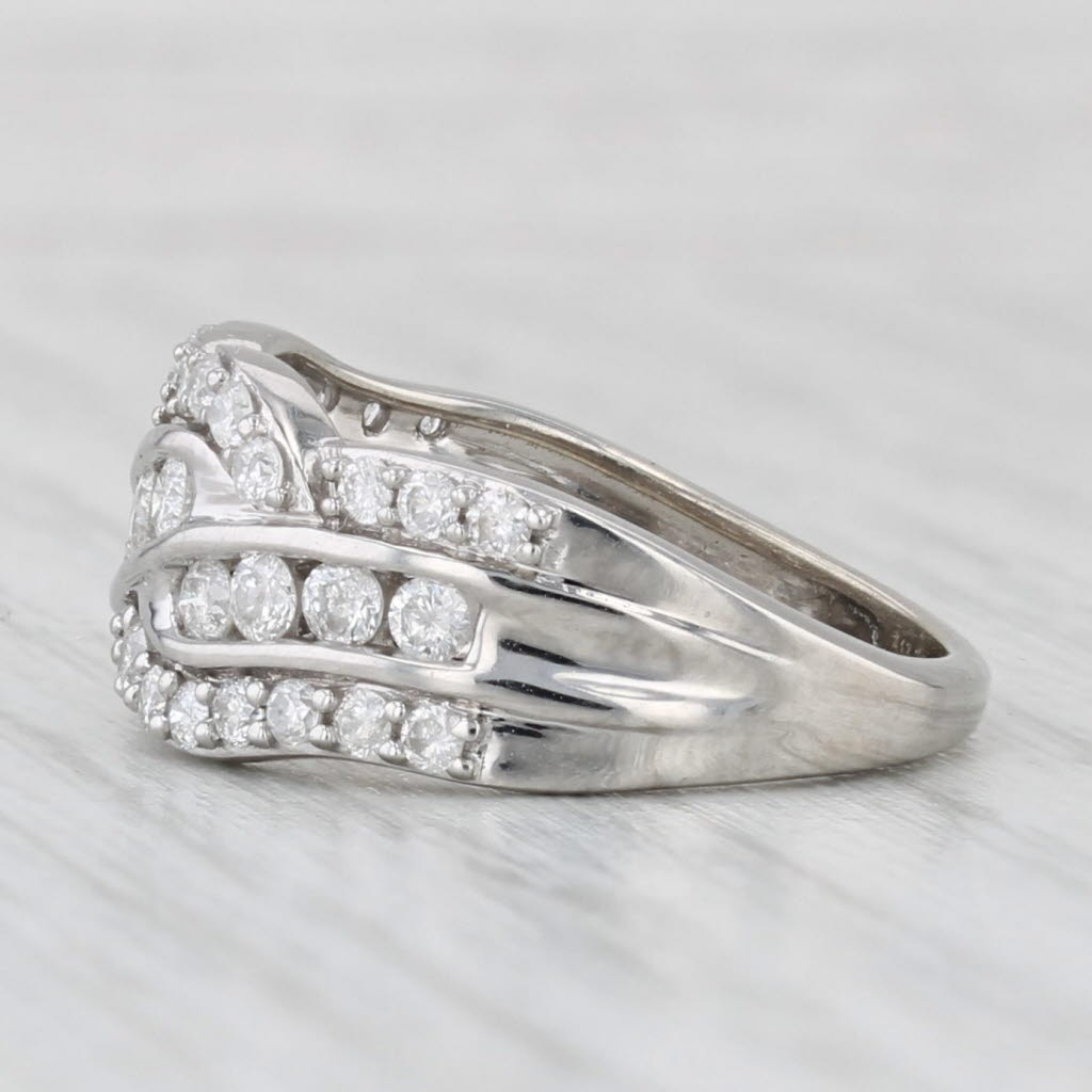 Light Gray 0.75ctw Diamond Woven Knot Ring 10k White Gold Size 5 With Certification