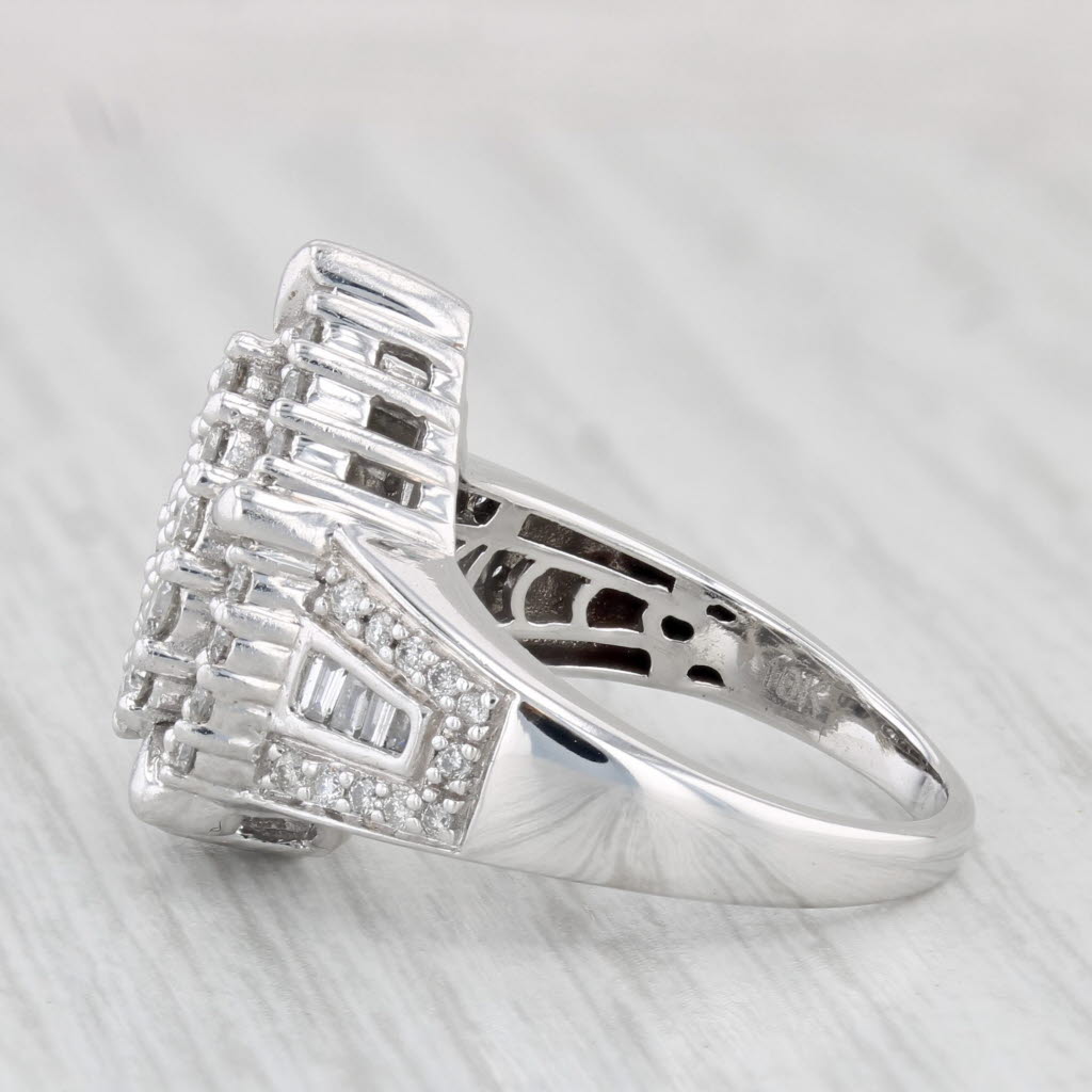 Light Gray 0.86ctw Diamond Cluster Teardrop Halo Ring 10k White Gold Size 6 Engagement