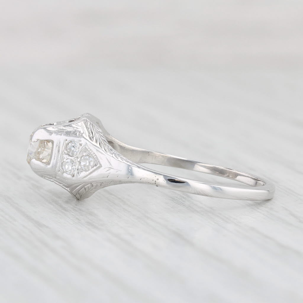 Light Gray Antique 0.63ctw Diamond Engagement Ring 18k 14k White Gold Size 7.75