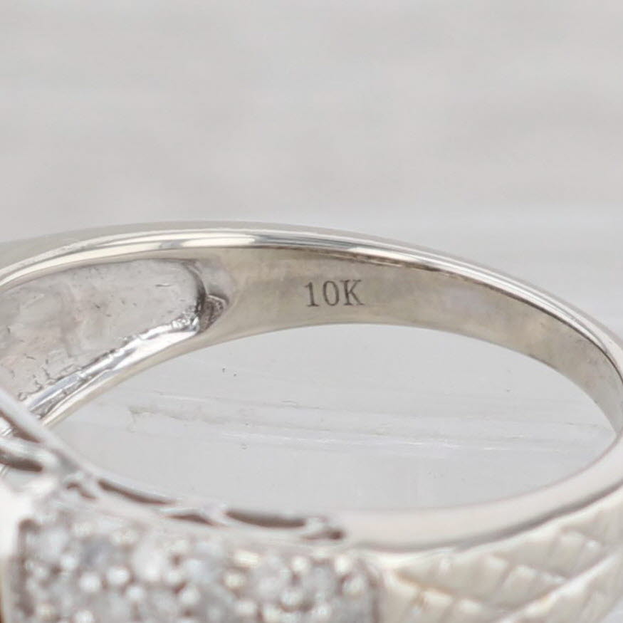 Light Gray 0.60ctw Champagne White Pave Diamond Bypass Ring 10k White Gold Sz 7.25 Cocktail