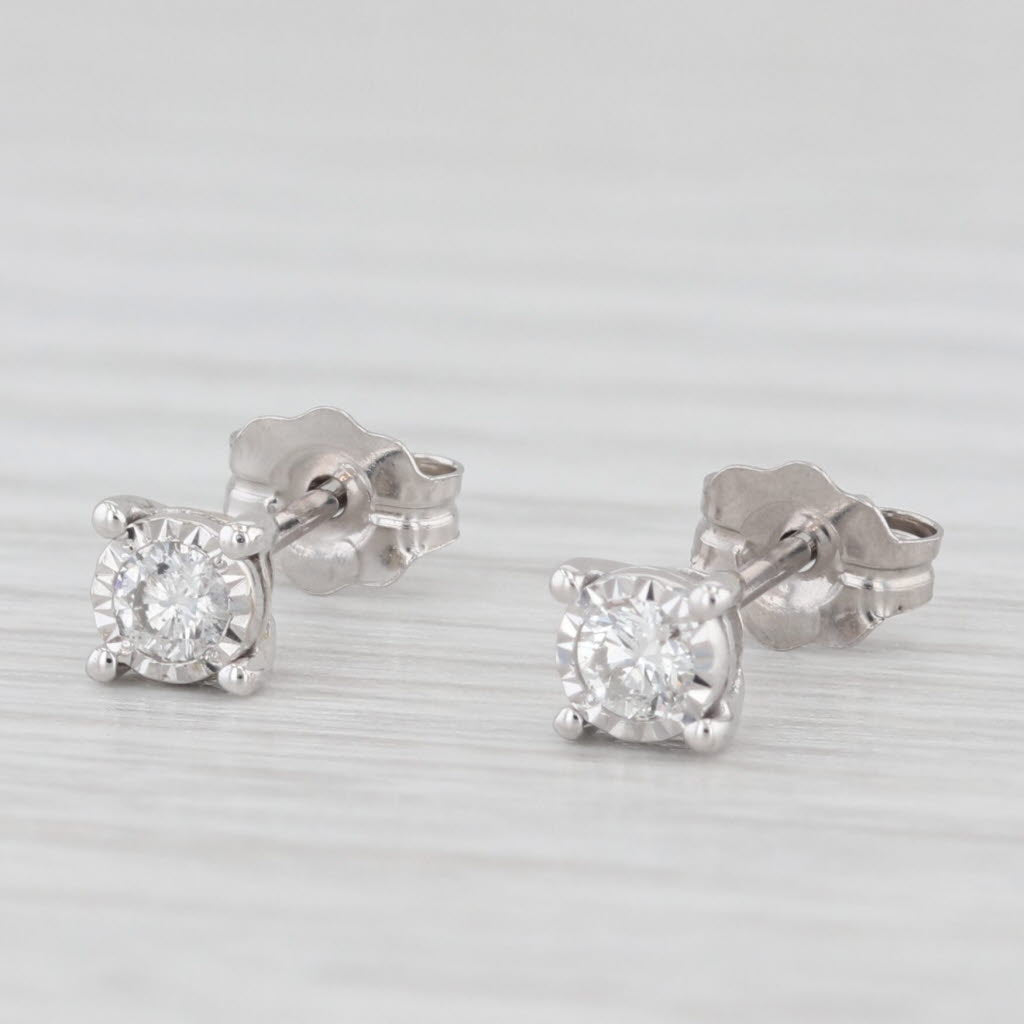 Light Gray 0.15ctw Diamond Round Solitaire Stud Earrings 14k White Gold