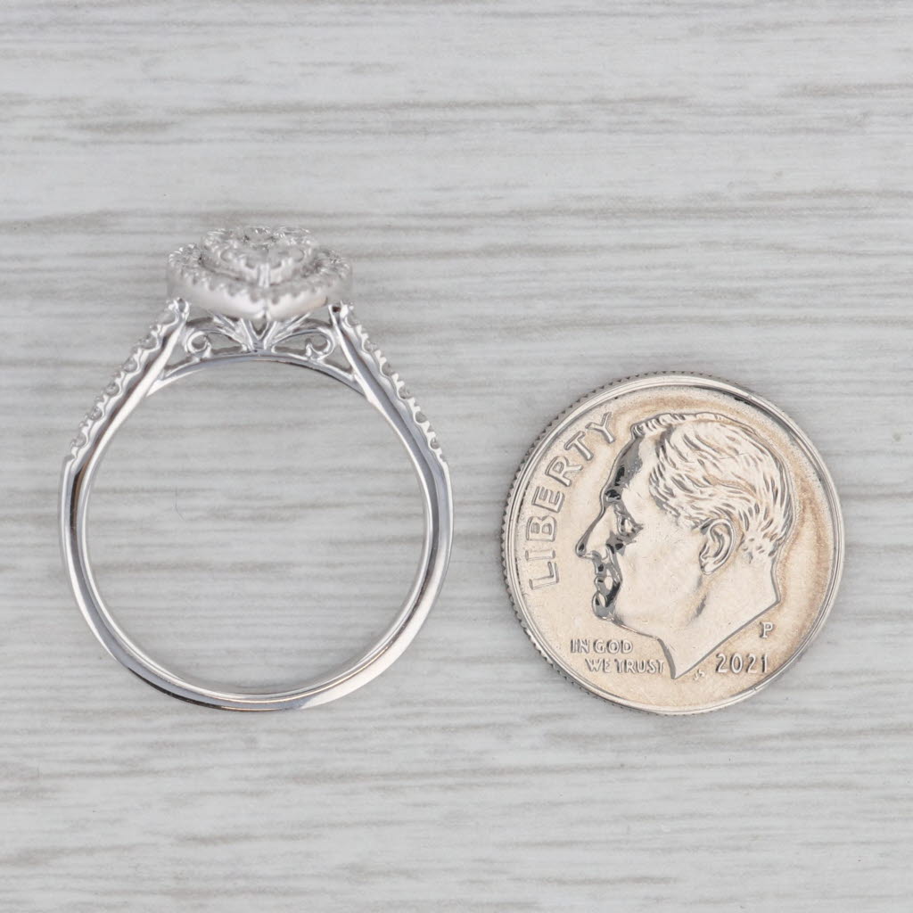 Gray 0.44ctw Diamond Cluster Halo Teardrop Engagement Ring 10k White Gold Size 7