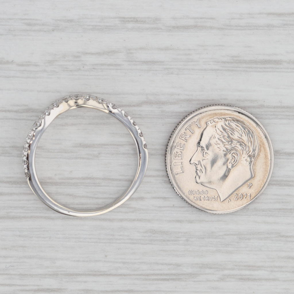 Light Gray 0.52ctw Diamond Contoured Wedding Band 14k White Gold Size 6.25 Stackable Guard