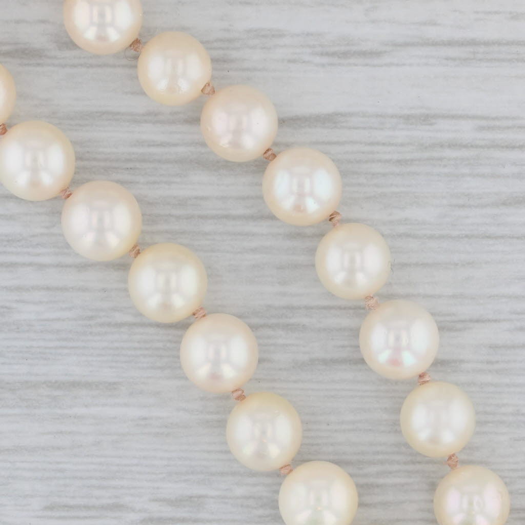 Gray White Cultured Pearl Bead Strand Necklace 14k Gold Clasp 17.5"