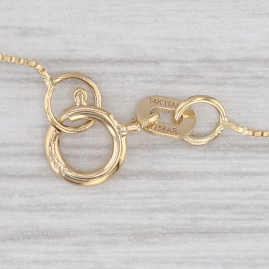 New Open Heart Glass Pendant Necklace 14k Yellow Gold 19" 0.5mm Box Chain