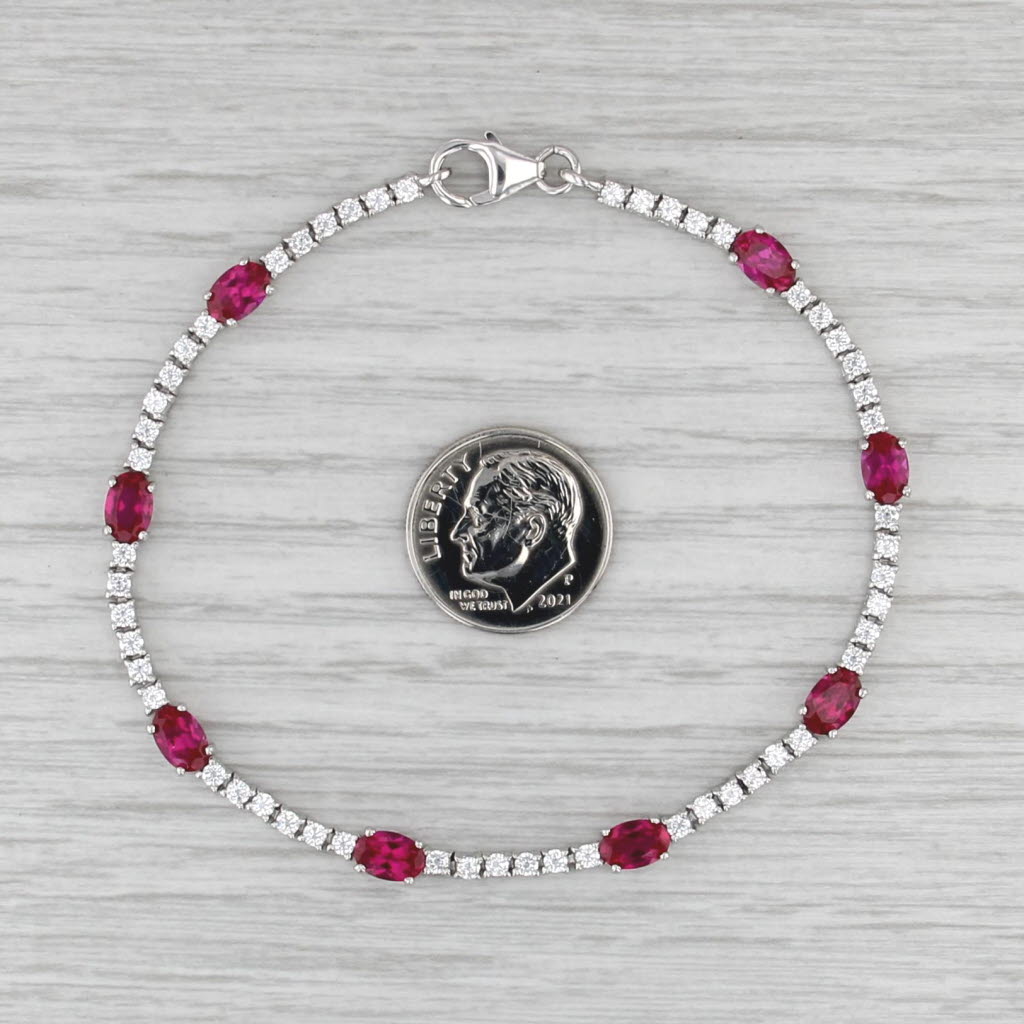 6.25ctw Lab Created Rubies Cubic Zirconias Tennis Bracelet Sterling Silver 7.75"