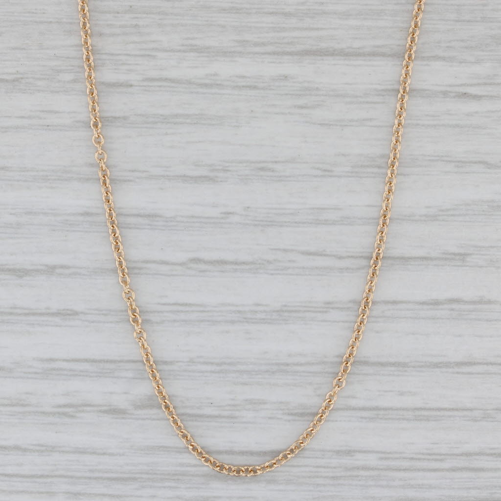 Gray Adjustable Cable Chain Necklace 14k Yellow Gold 16" 17" 18"