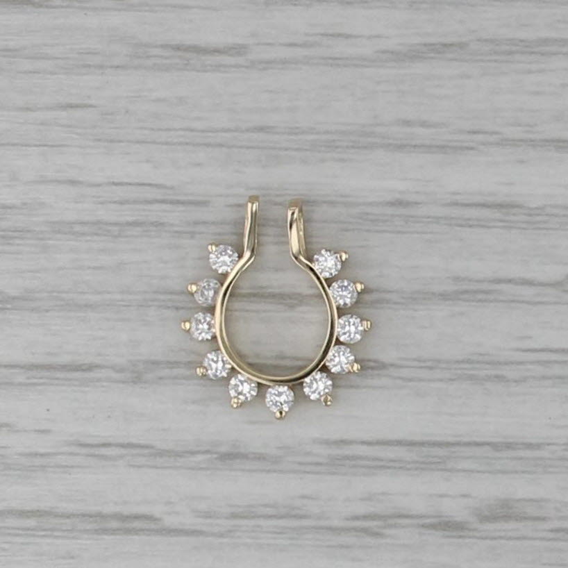 0.44ctw Cubic Zirconia Enhancer Pendant 14k Yellow Gold Open Center