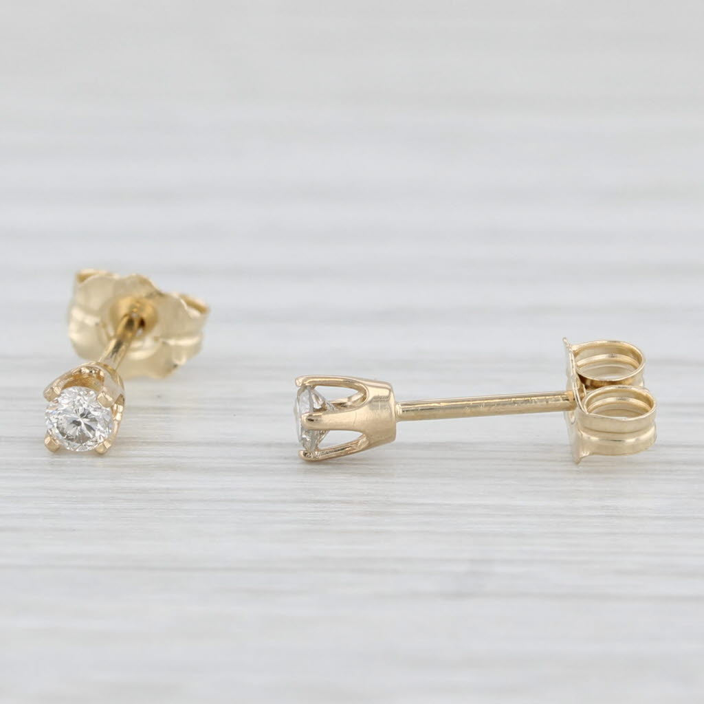 Light Gray 0.10ctw Round Diamond Solitaire Stud Earrings 10k Yellow Gold