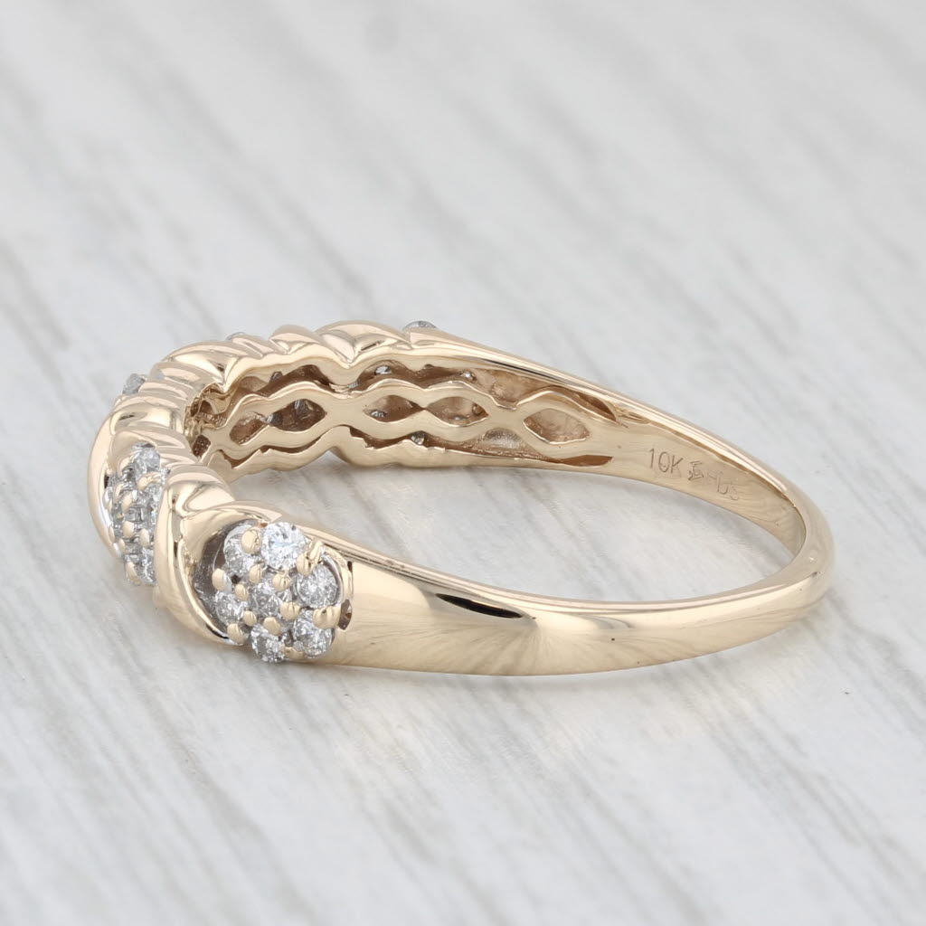 Light Gray 0.50ctw Diamond Clusters Ring 10k Yellow Gold Size 10.25 Wedding Anniversary