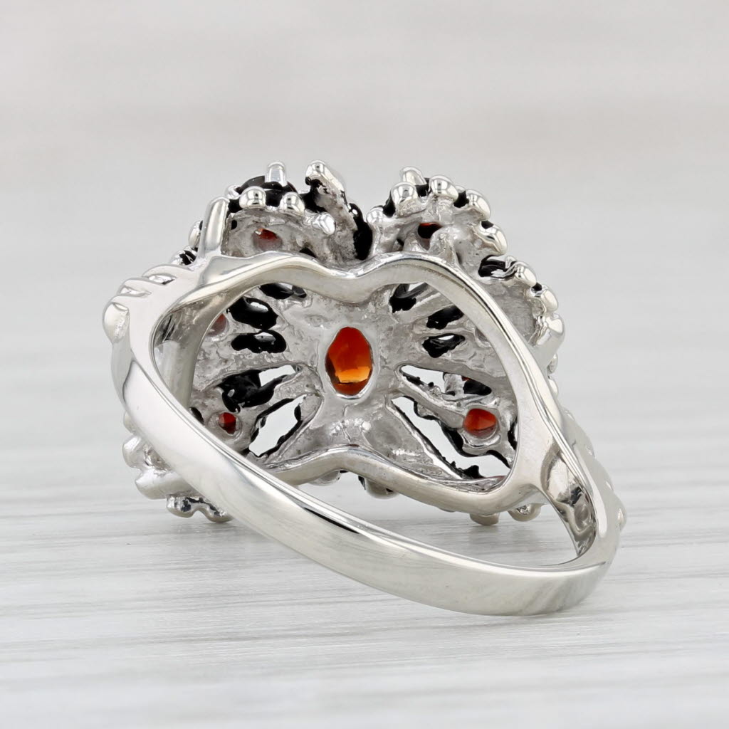 Light Gray 0.95ctw Garnet Butterfly Ring 10k White Gold Size 6.25