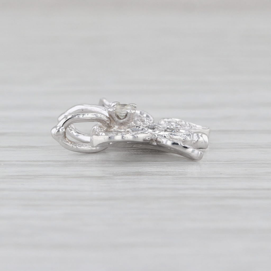 0.10ctw Diamond Butterfly Pendant 10k White Gold Small Drop