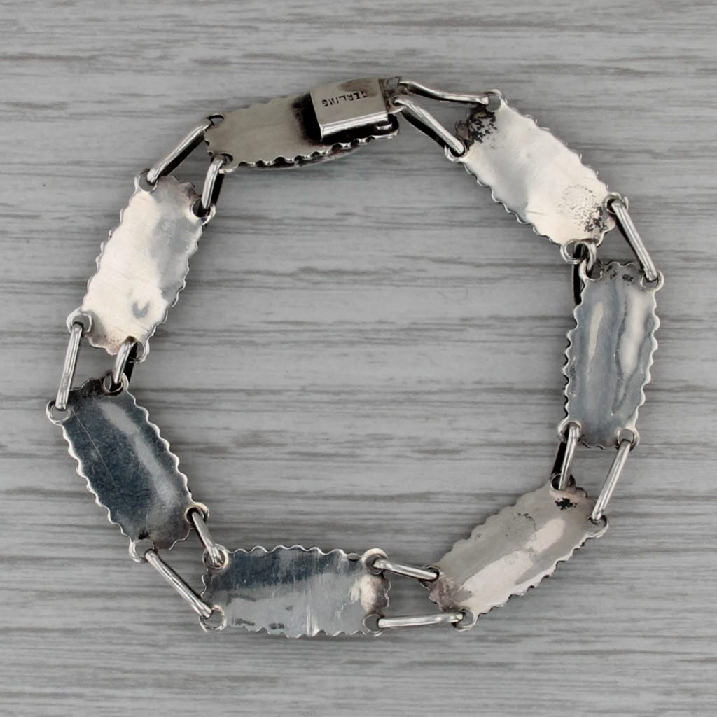 Vintage Southwestern Imitation Turquoise Bracelet Sterling Silver 7.25" 10mm
