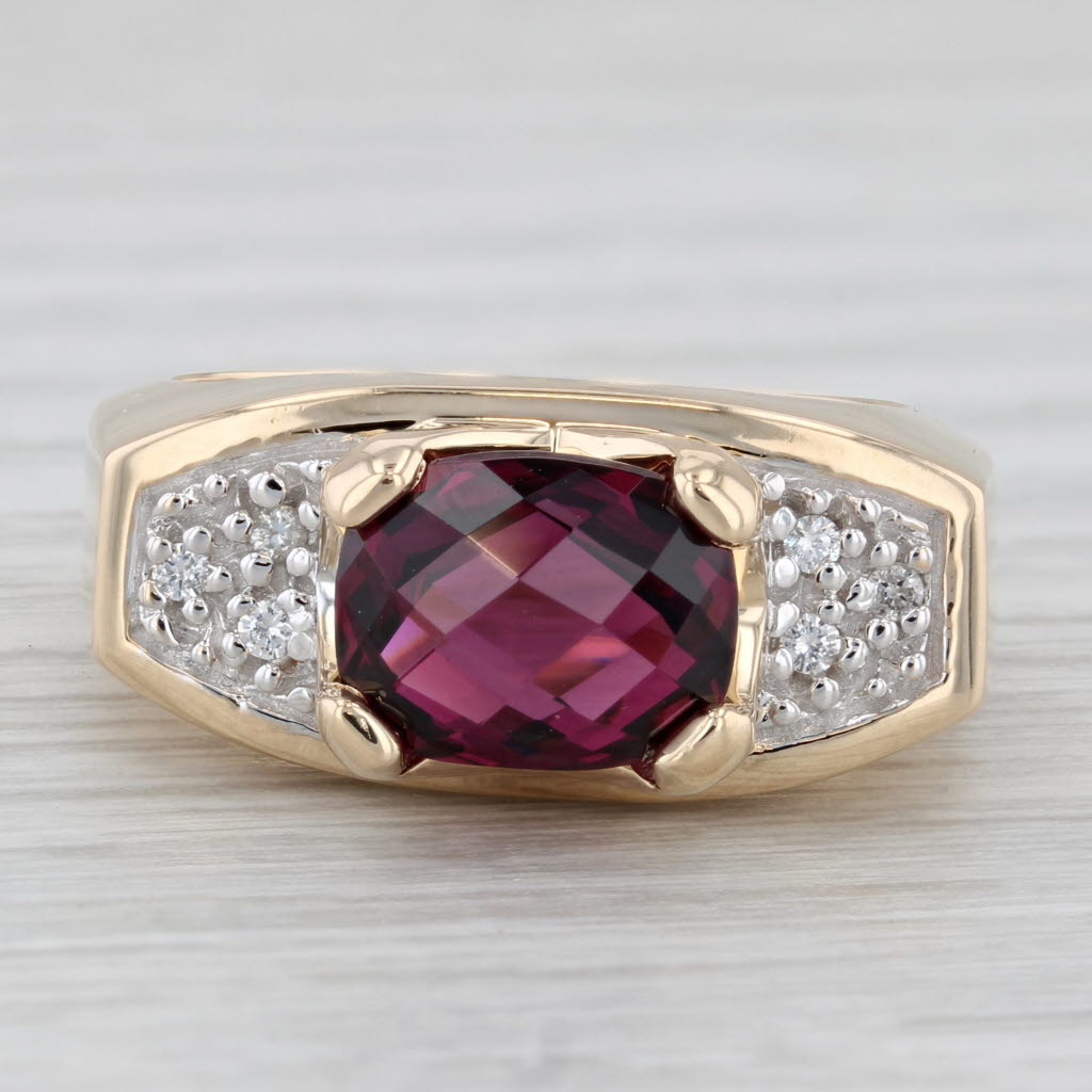 Gray 3.78ctw Garnet Diamond Ring 14k Yellow White Gold Size 8.75