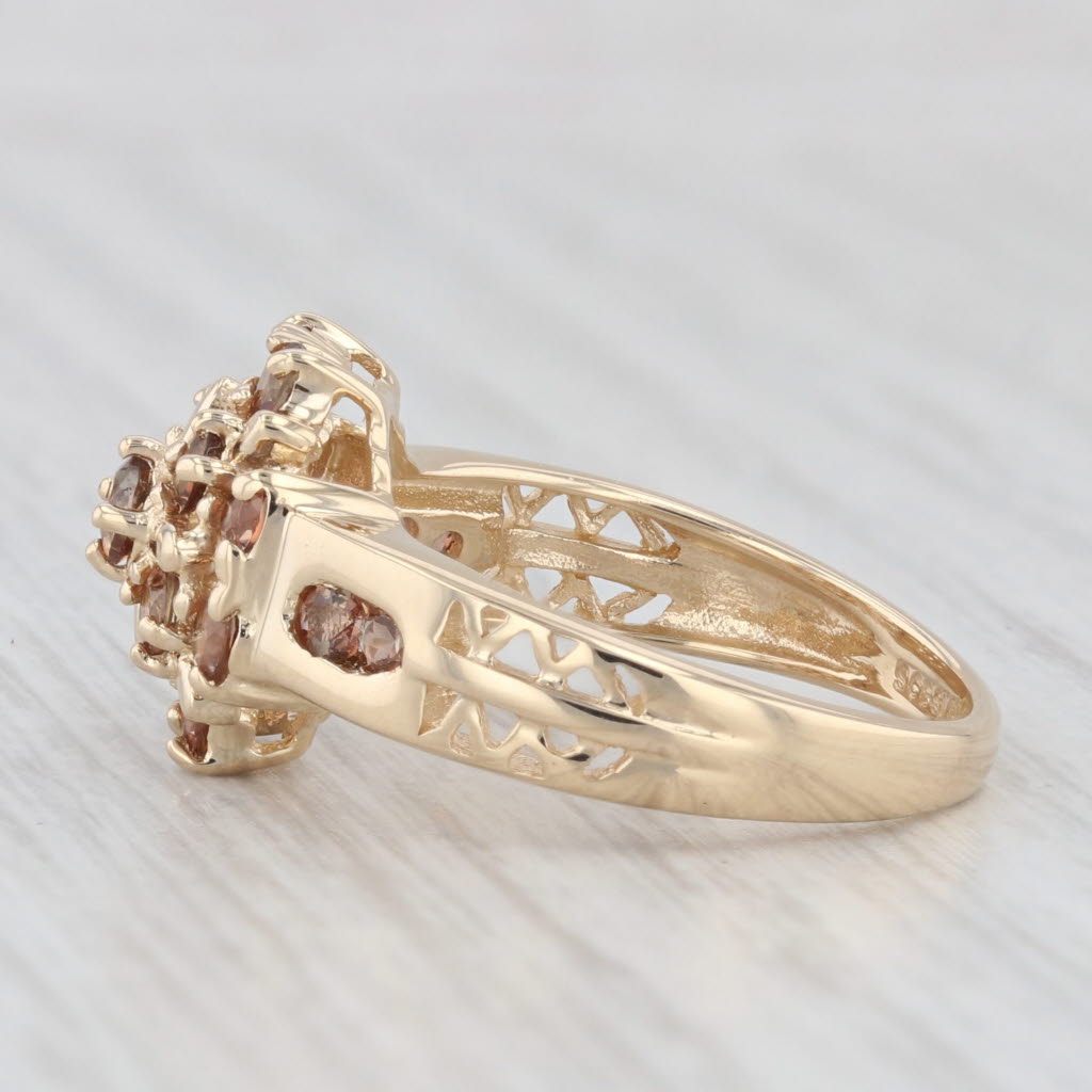 Light Gray 1.04ctw Andalusite Cluster Flower Ring 14k Yellow Gold Size 6.25