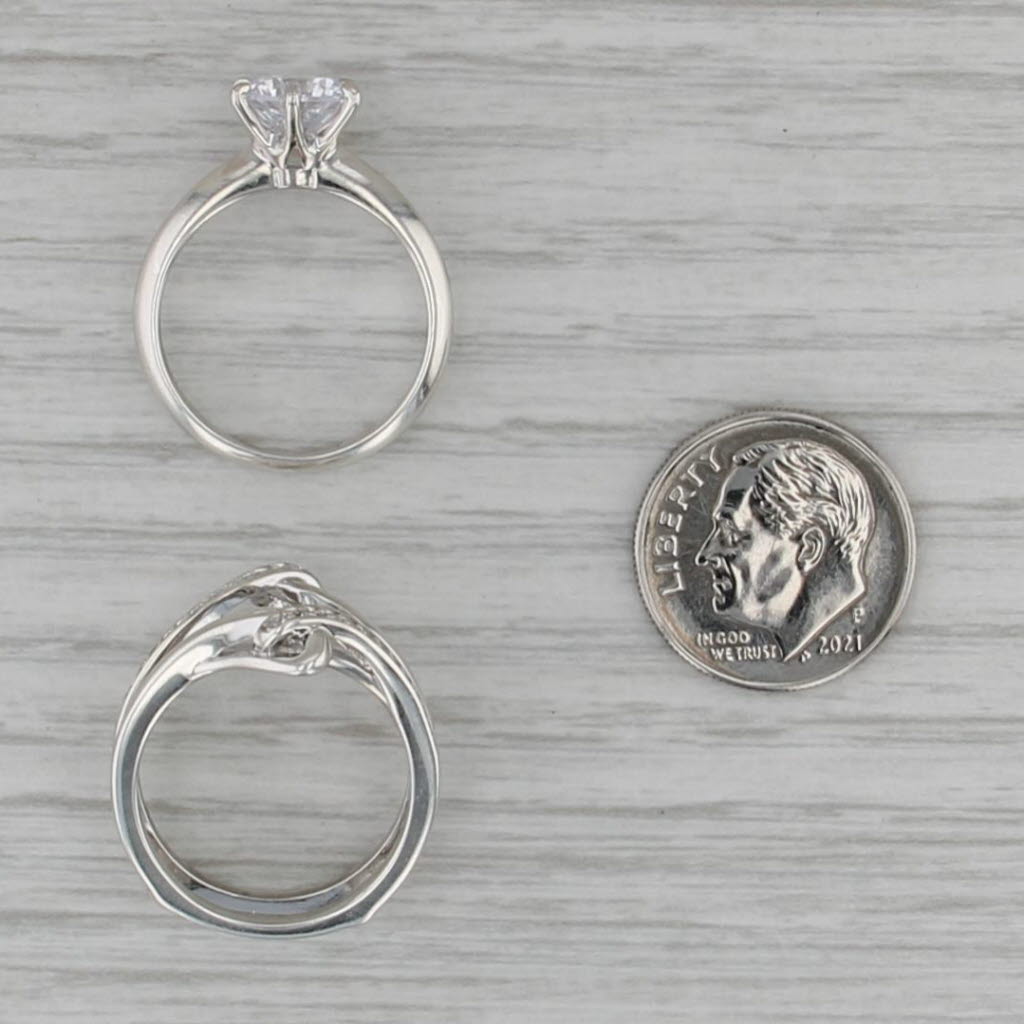 1.43ctw Cubic Zirconia Engagement Ring Wedding Guard Sterling Silver Size 6