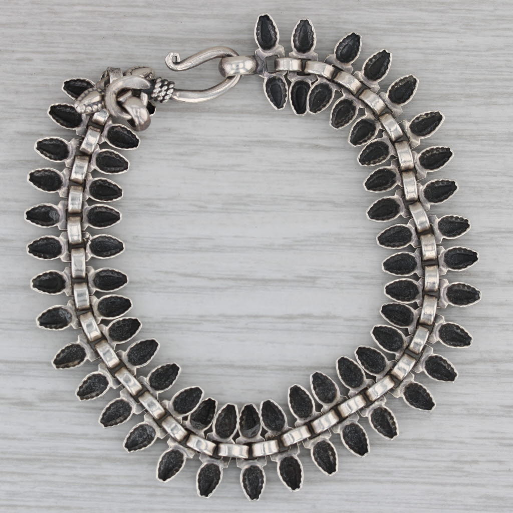 Gray Artisan Signed 7.25" Sterling Silver Hook Clasp 15.1mm Mesh Chain