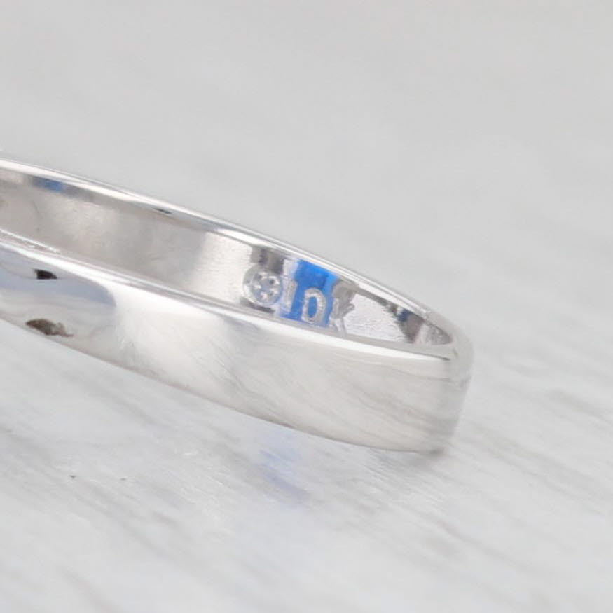 Light Gray 5.50ct Lab Created Blue Spinel Ring 10k White Gold Size 6 rectangle Solitaire