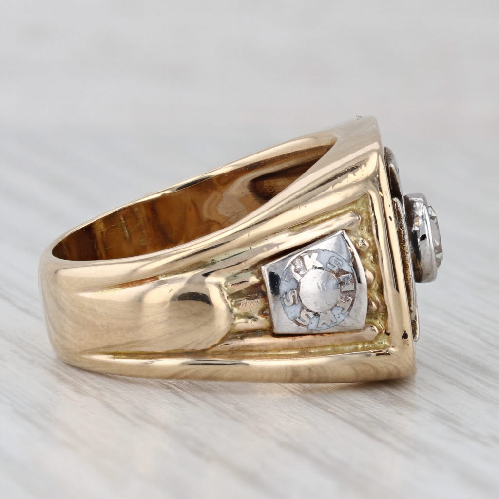 Gray 0.47ct Diamond Knights Templar Cross Ring 14k Gold Size 8.5 Masonic York Rite