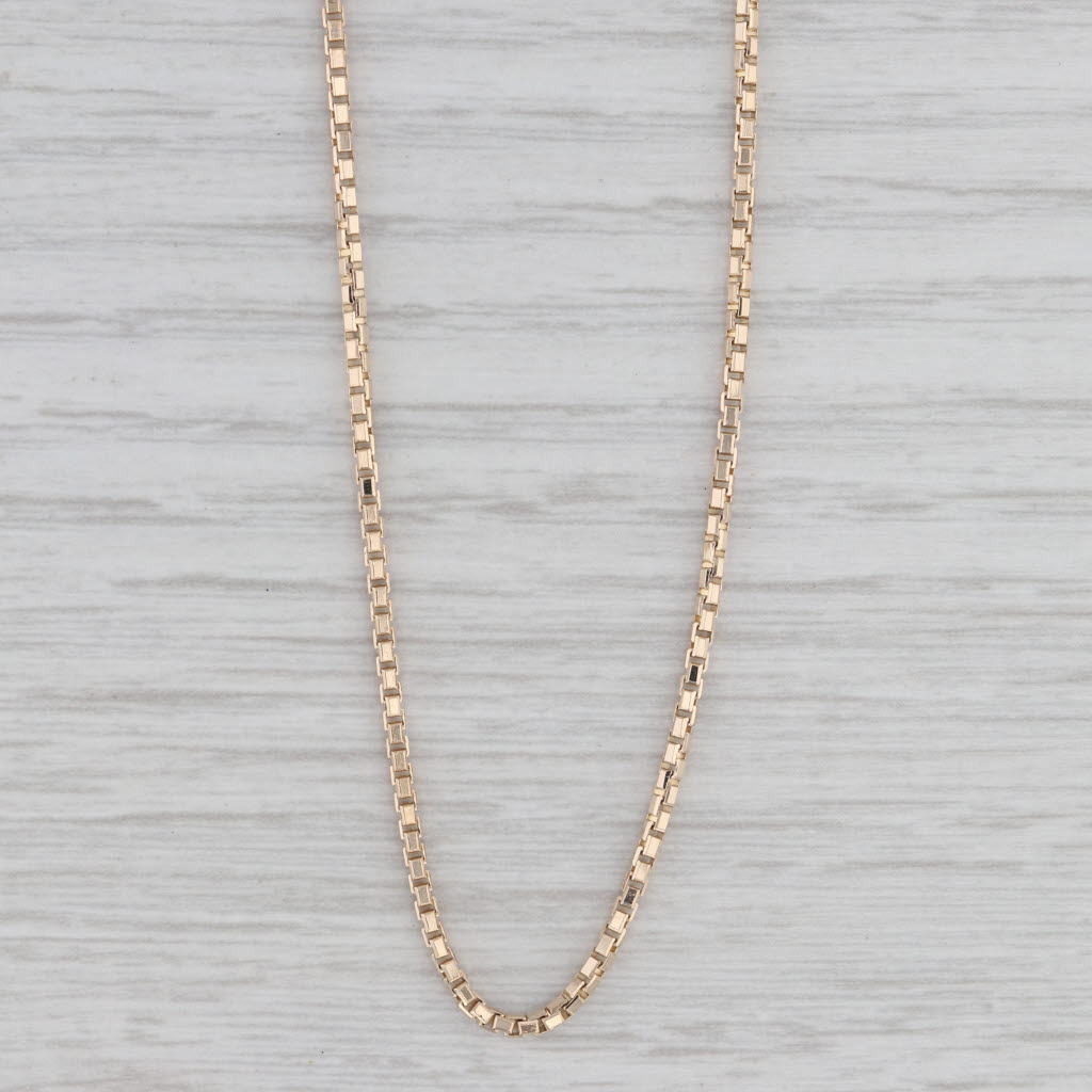 Gray Long Gold Box Chain Necklace 30" 1.4mm 14k Yellow Gold